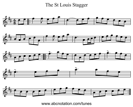 The St Louis Stagger - staff notation
