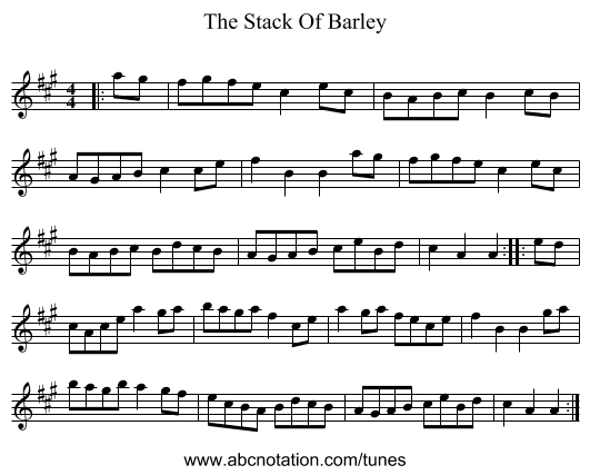 The Stack Of Barley - staff notation