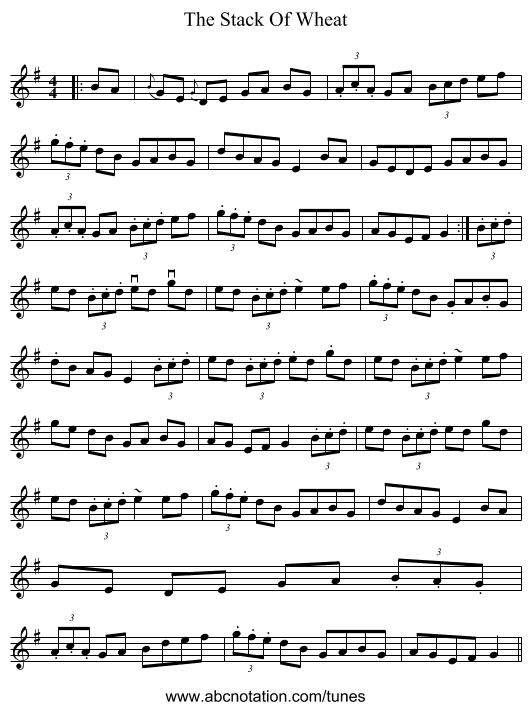 The Stack Of Wheat - staff notation