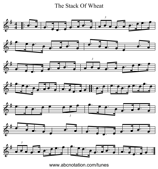 The Stack Of Wheat - staff notation