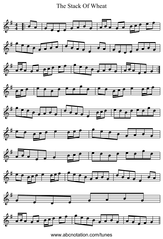 The Stack Of Wheat - staff notation