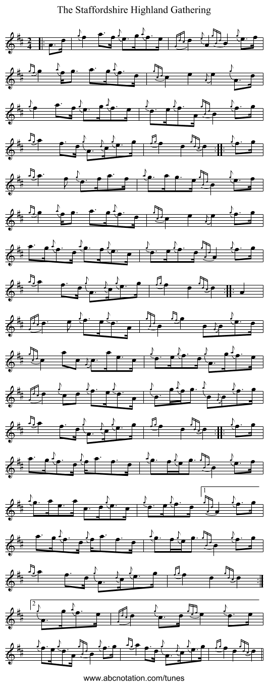 The Staffordshire Highland Gathering - staff notation