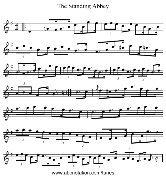 The Standing Abbey - staff notation