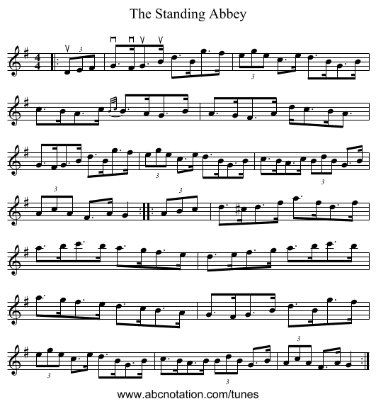 The Standing Abbey - staff notation