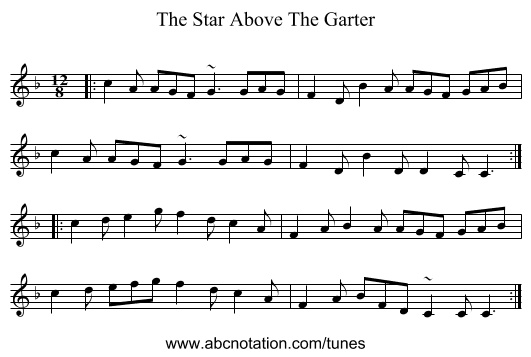 The Star Above The Garter - staff notation