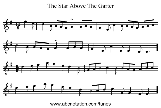 The Star Above The Garter - staff notation