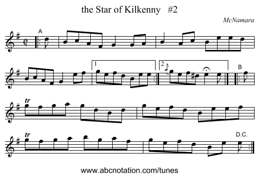 the Star of Kilkenny   #2 - staff notation