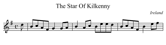 The Star Of Kilkenny - staff notation