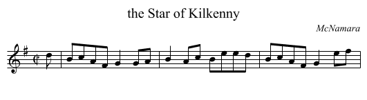 the Star of Kilkenny - staff notation