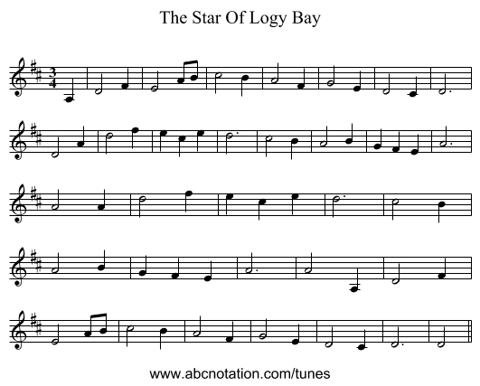 The Star Of Logy Bay - staff notation