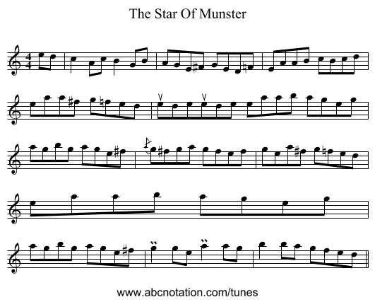 The Star Of Munster - staff notation
