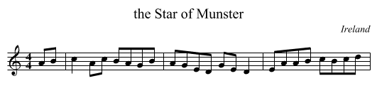 the Star of Munster - staff notation