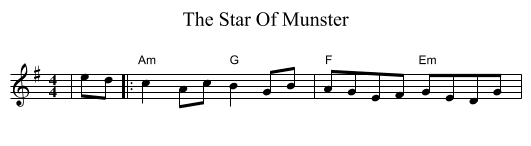 The Star Of Munster - staff notation