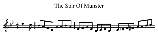 The Star Of Munster - staff notation
