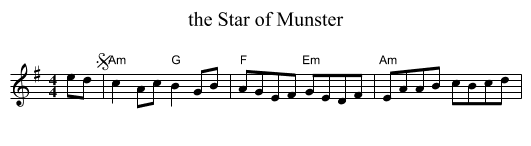 the Star of Munster - staff notation