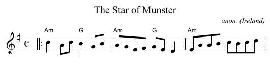 The Star of Munster - staff notation