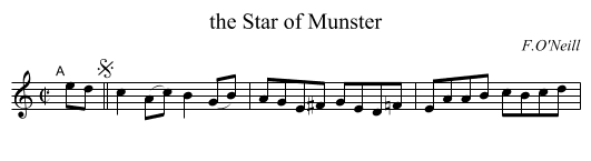 the Star of Munster - staff notation