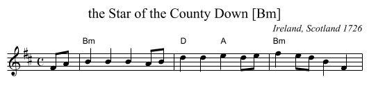 the Star of the County Down [Bm] - staff notation