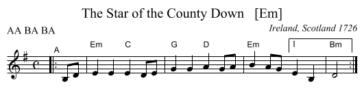 The Star of the County Down   [Em] - staff notation