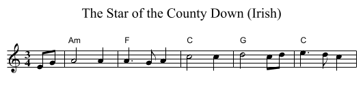 The Star of the County Down (Irish) - staff notation
