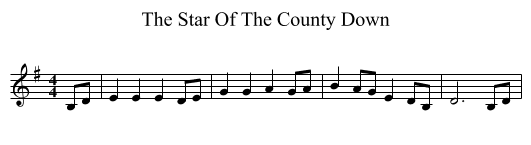 The Star Of The County Down - staff notation