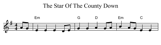 The Star Of The County Down - staff notation