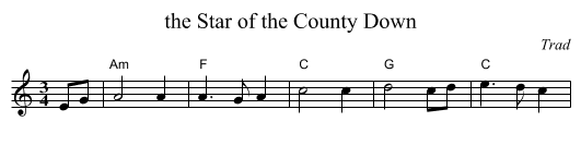 the Star of the County Down - staff notation