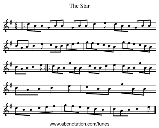 The Star - staff notation