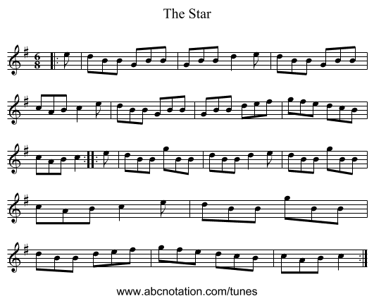 The Star - staff notation