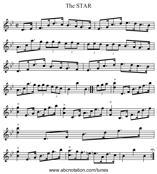 The STAR - staff notation