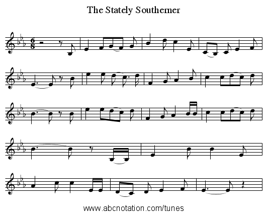 The Stately Southerner - staff notation