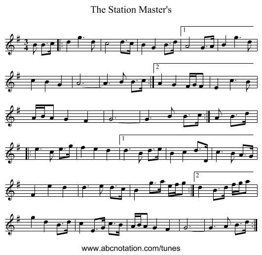 The Station Master's - staff notation