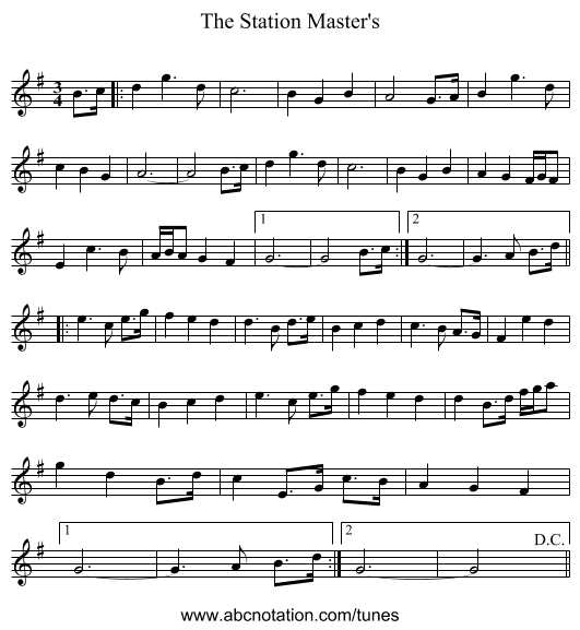 The Station Master's - staff notation