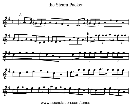 the Steam Packet - staff notation