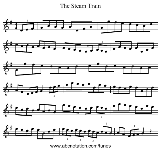 The Steam Train - staff notation