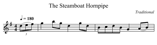 The Steamboat Hornpipe - staff notation