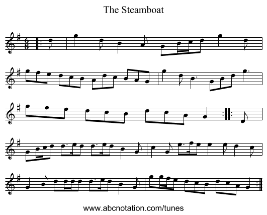 The Steamboat - staff notation