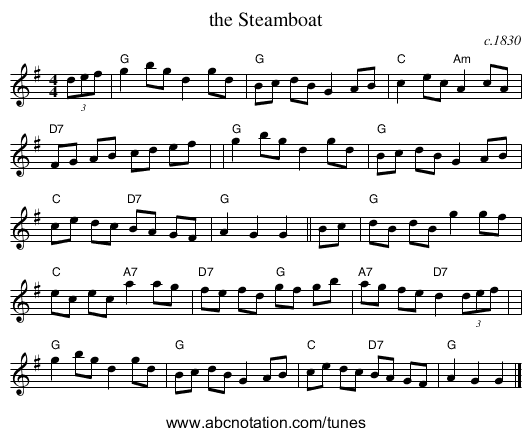 the Steamboat - staff notation