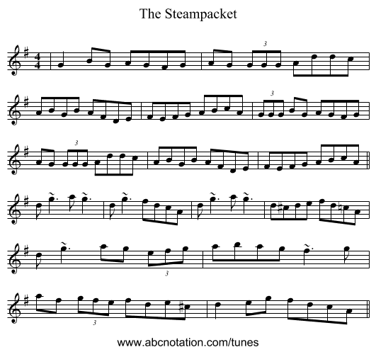 The Steampacket - staff notation