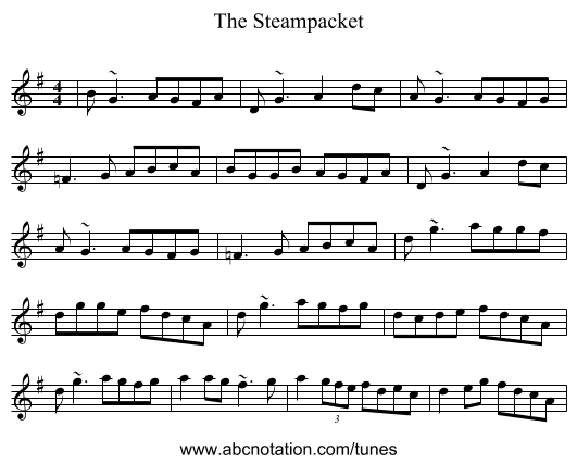 The Steampacket - staff notation