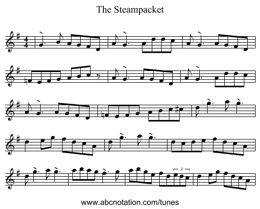 The Steampacket - staff notation