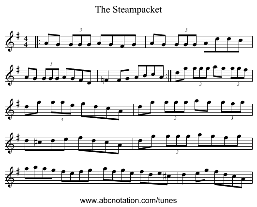 The Steampacket - staff notation