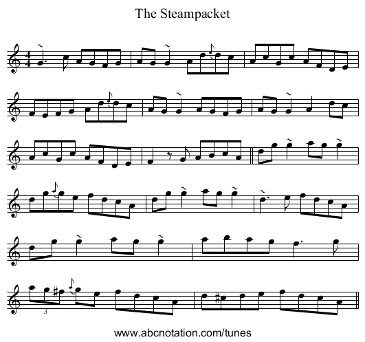 The Steampacket - staff notation