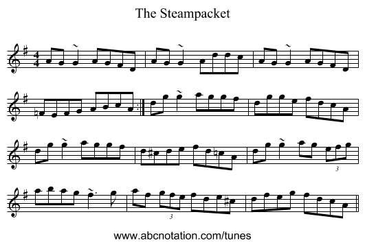 The Steampacket - staff notation