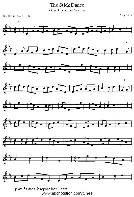 The Stick Dance - staff notation