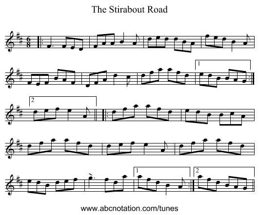 The Stirabout Road - staff notation