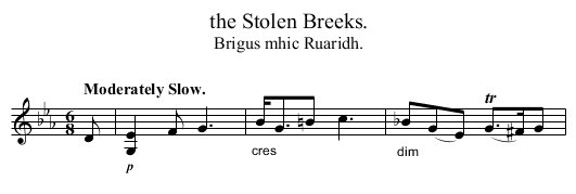 the Stolen Breeks. - staff notation