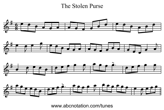 The Stolen Purse - staff notation