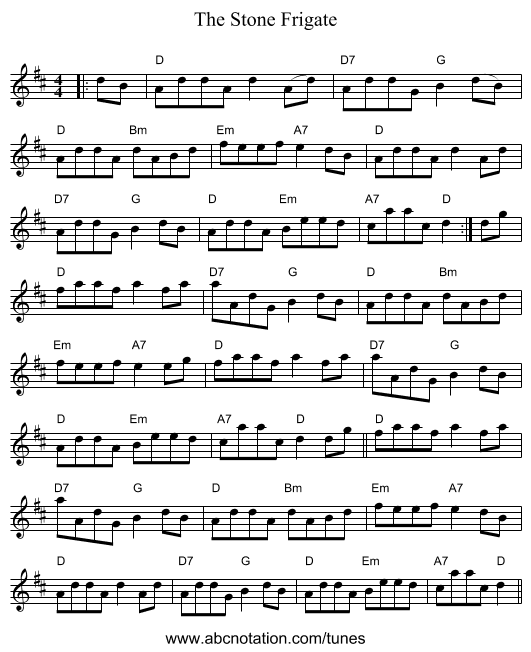 The Stone Frigate - staff notation