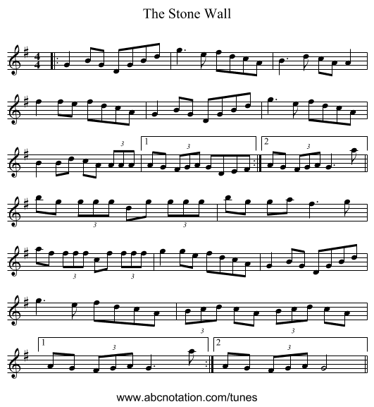 The Stone Wall - staff notation